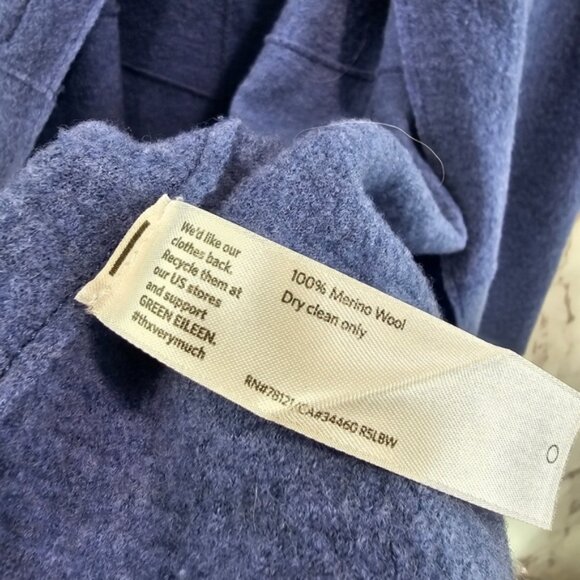 Eileen Fisher Jacket Womens Medium Petite Blue Wool Boiled Felted Zip Coat Mock - Picture 12 of 14